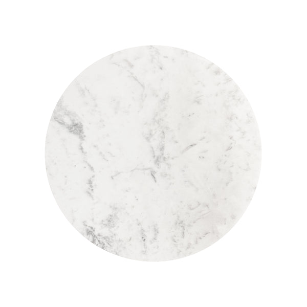 Alina Polished Brass Side Table with Round White Marble Top