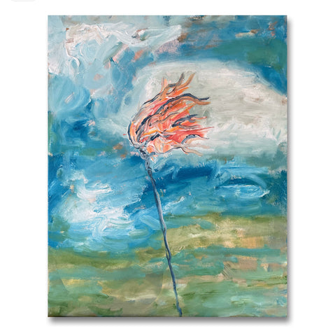 Flowers in the wind series, Oil painting on canvas