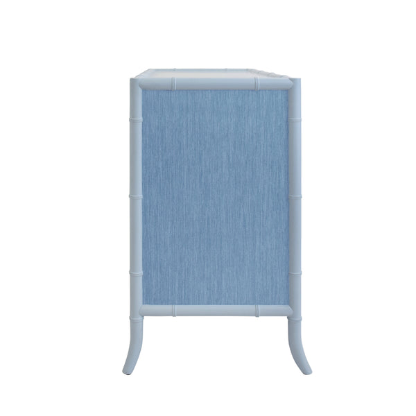 Beckett Four Drawer Chest - Blue Grasscloth & Light Blue Matte Lacquer