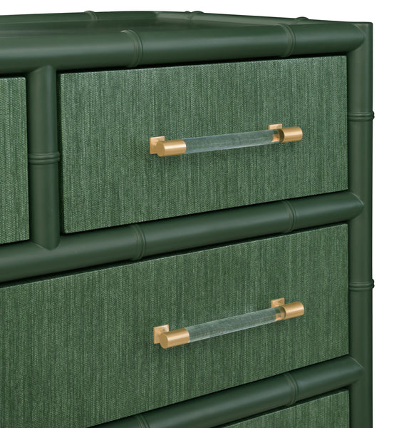 Beckett Four Drawer Chest - Green Grasscloth & Green Matte Lacquer