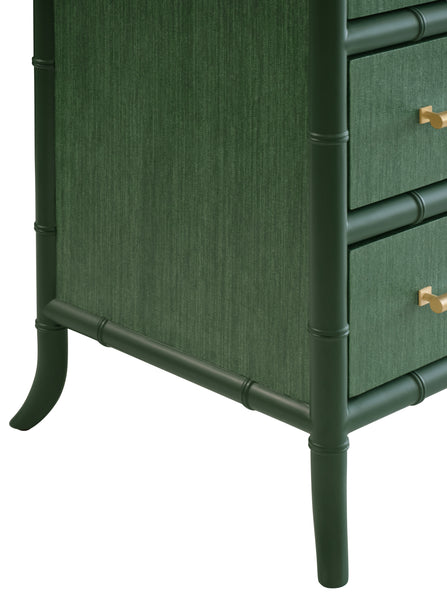 Beckett Four Drawer Chest - Green Grasscloth & Green Matte Lacquer