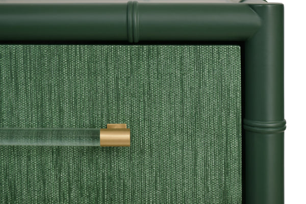 Beckett Four Drawer Chest - Green Grasscloth & Green Matte Lacquer