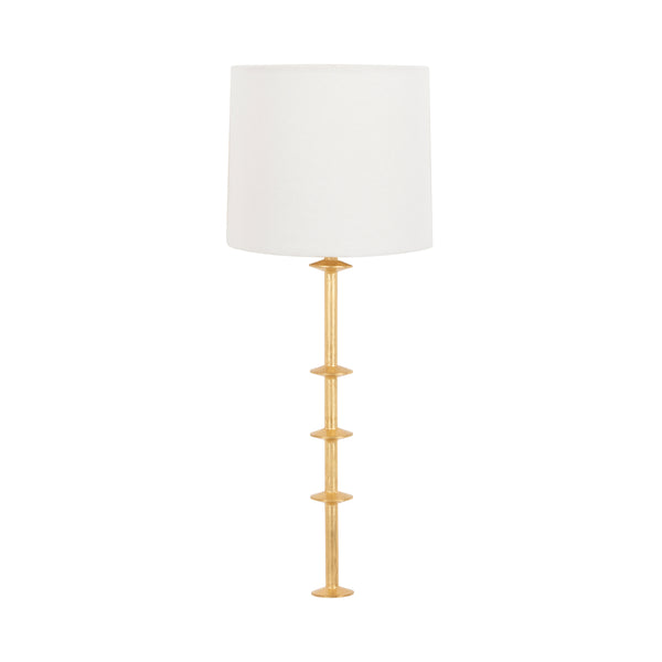 Blake Gold Leaf Wall Sconce w/White Linen Shade