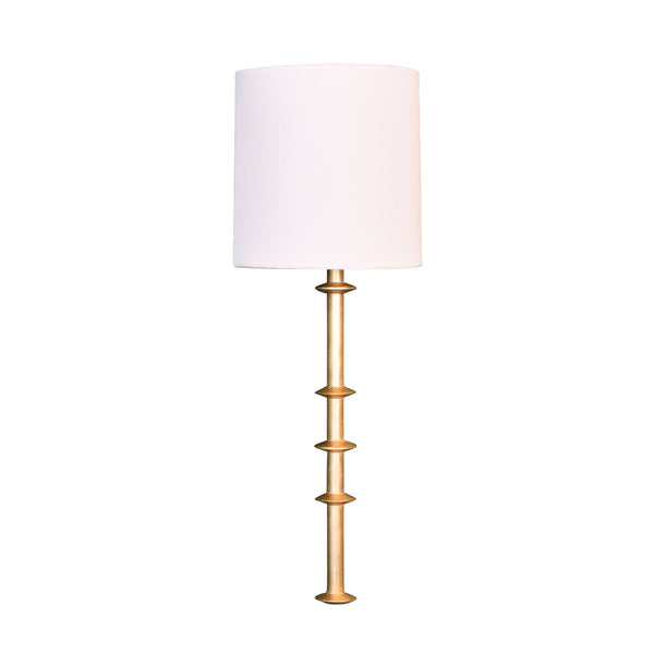 Blake Gold Leaf Wall Sconce w/White Linen Shade