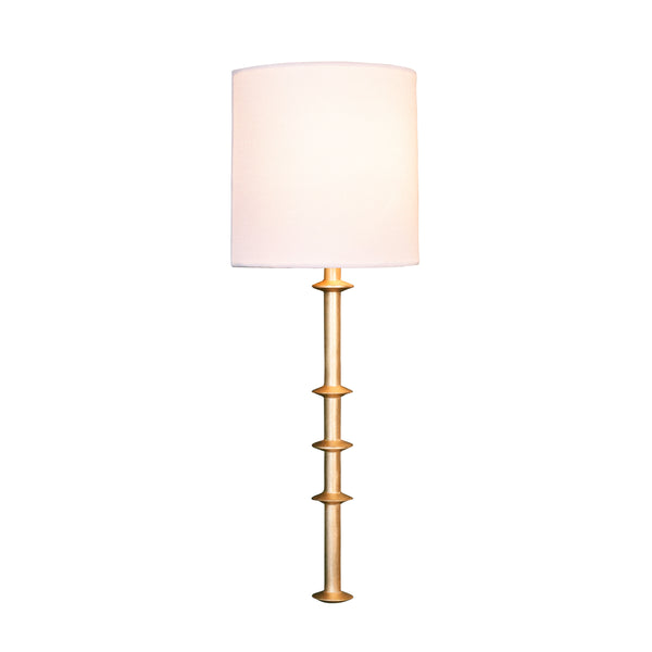 Blake Gold Leaf Wall Sconce w/White Linen Shade
