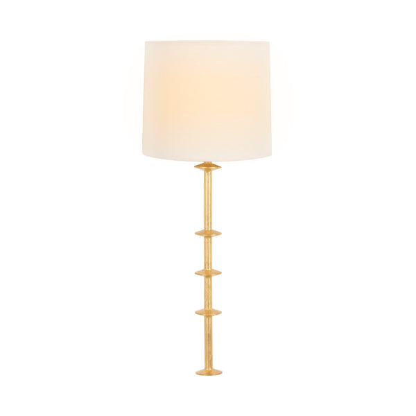 Blake Gold Leaf Wall Sconce w/White Linen Shade