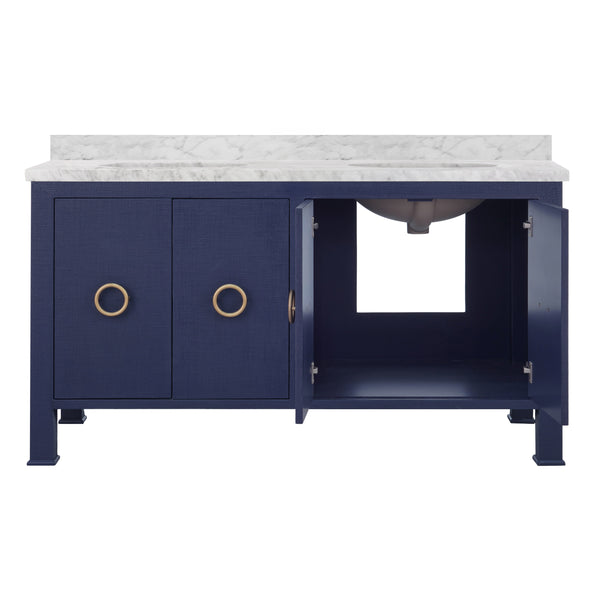 Blanche Double Sink Navy Linen Bath Vanity