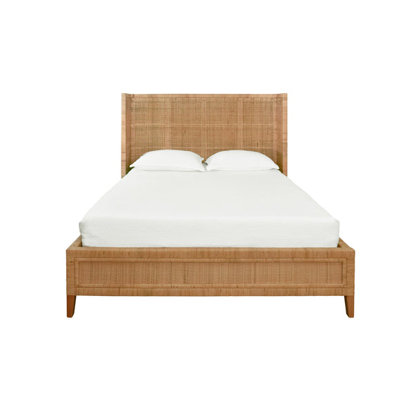 Dolly Rattan Platform Bed with Headboard - King, Queen, or Twin