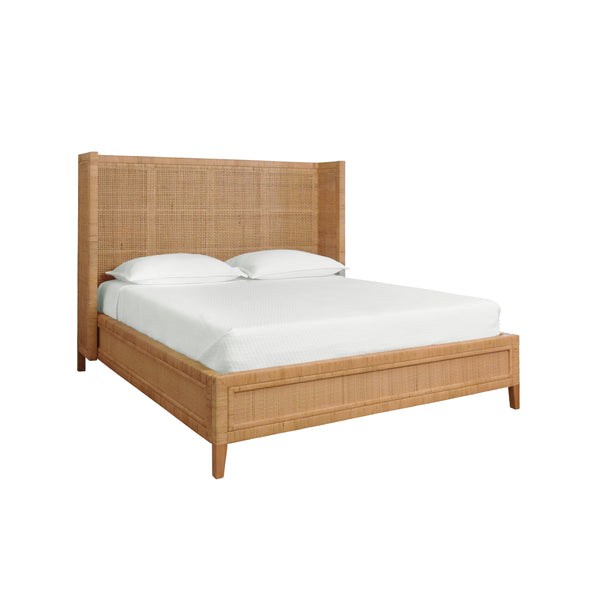 Dolly Rattan Platform Bed with Headboard - King, Queen, or Twin
