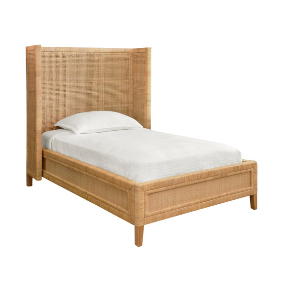 Dolly Rattan Platform Bed with Headboard - King, Queen, or Twin