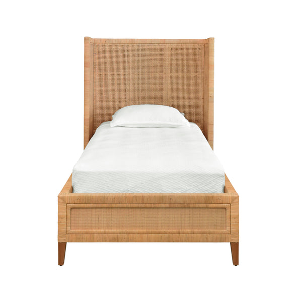 Dolly Rattan Platform Bed with Headboard - King, Queen, or Twin