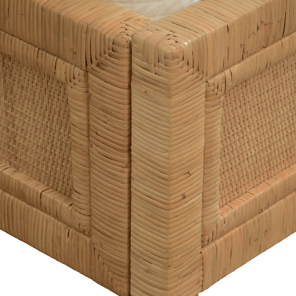 Dolly Rattan Platform Bed with Headboard - King, Queen, or Twin