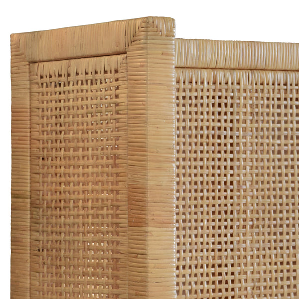 Dolly Rattan Platform Bed with Headboard - King, Queen, or Twin