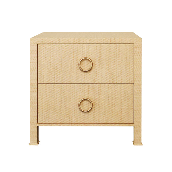 Edelman Two Drawer Side Table - Natural Grasscloth, Navy Linen, Green Grasscloth, Burlwood