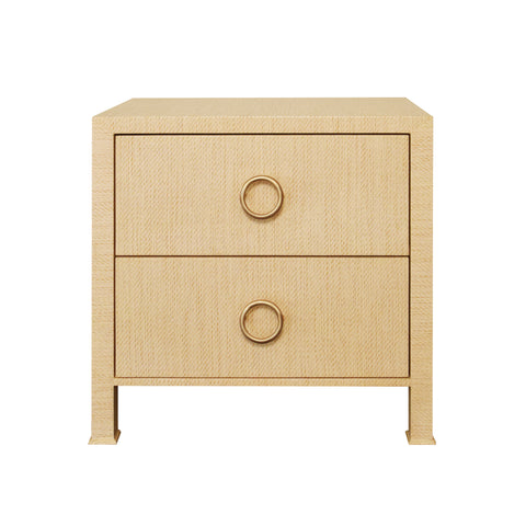 Edelman Two Drawer Side Table - Natural Grasscloth, Navy Linen, Green Grasscloth, Burlwood