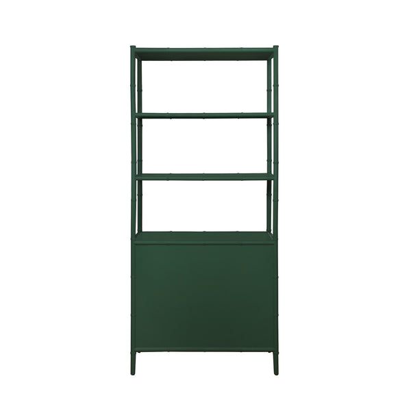 Flynn Three Drawer Etagère - Green or Light Blue Grasscloth & Matte Lacquer