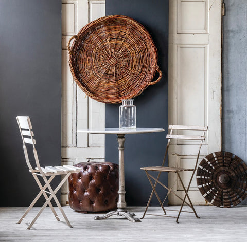 Patisserie Marble and Cast Iron silver base Cafe Table