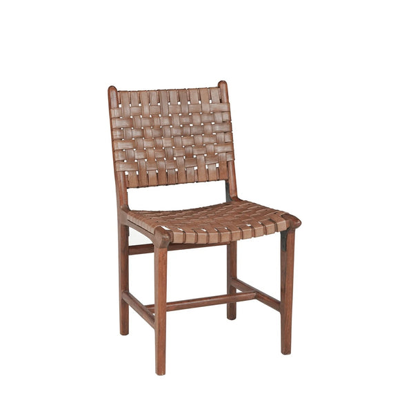 Urban Acacia Wood & Woven Leather Dining Chair - Matthew Izzo Collection