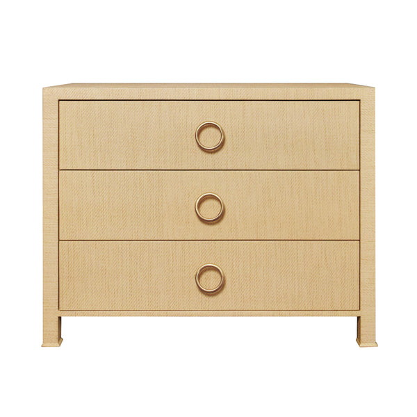 Getty Three Drawer Chest  - Natural Grasscloth, Green Grasscloth or Navy Linen