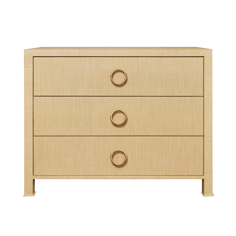 Getty Three Drawer Chest  - Natural Grasscloth, Green Grasscloth or Navy Linen