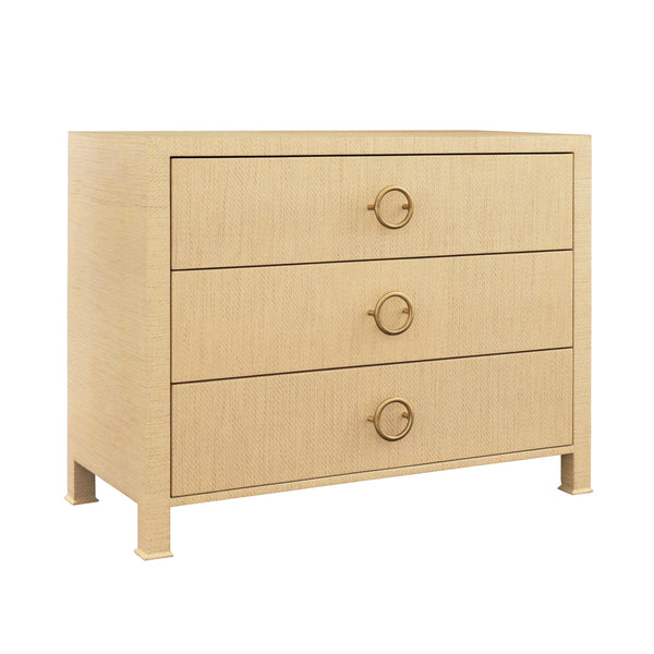 Getty Three Drawer Chest  - Natural Grasscloth, Green Grasscloth or Navy Linen