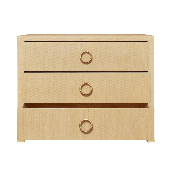 Getty Three Drawer Chest  - Natural Grasscloth, Green Grasscloth or Navy Linen