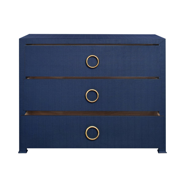 Getty Three Drawer Chest  - Natural Grasscloth, Green Grasscloth or Navy Linen