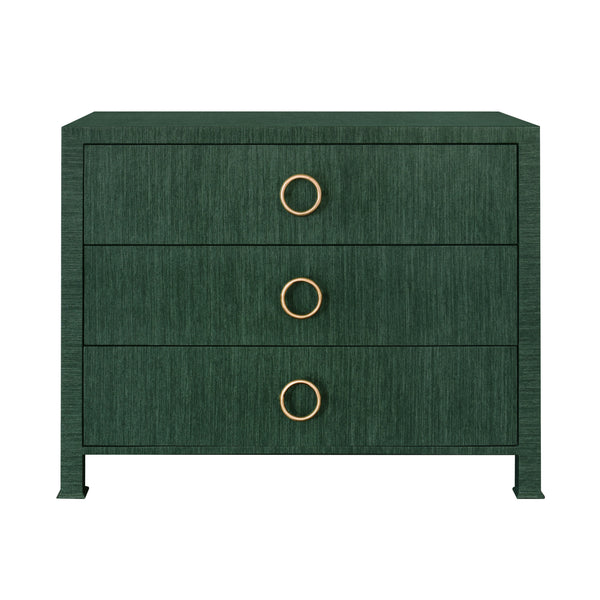 Getty Three Drawer Chest - Navy Blue Linen & Brass Handles