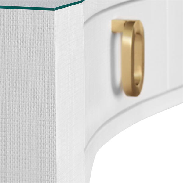 Gladys Curved Front Three Drawer Desk - White Linen