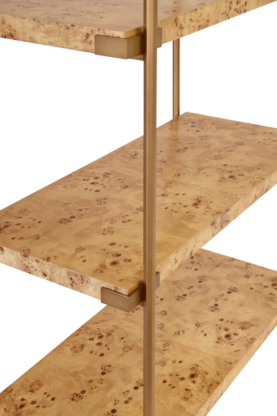 Harris Light Burlwood & Antique Brass Etagère