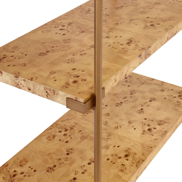 Harris Light Burlwood & Antique Brass Etagère