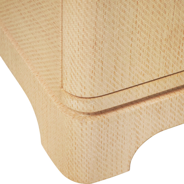 Kilmer Rounded Edge Six Drawer Chest - Natural Grasscloth w/Brass Beetle Knobs