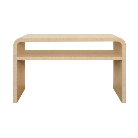 Marshall Waterfall Edge Two Tier Console Table - Natural Grasscloth