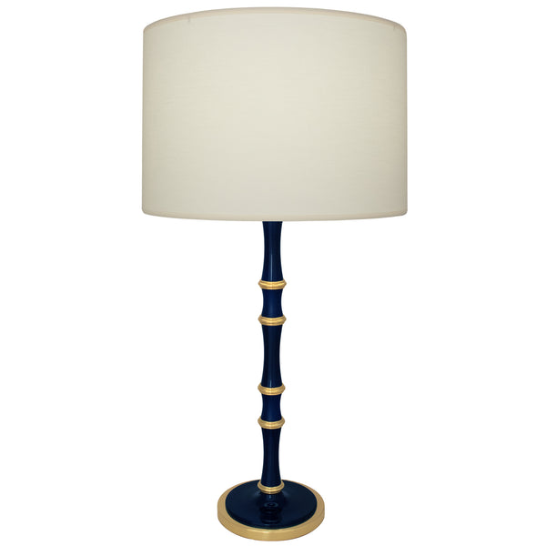 Kane Table Lamp with Hardback Fondine Shade - Midnight Blue & Modern Brass