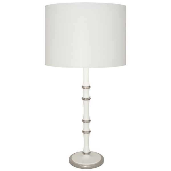 Kane Table Lamp w/Hardback Fondine Fabric Shade - Matte Daisy White & Polished Nickel