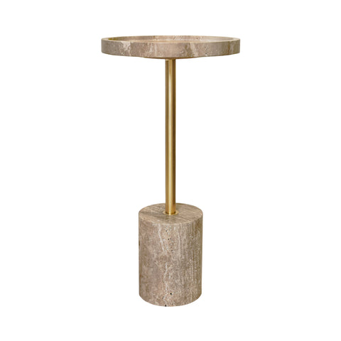 Natalia Travertine & Stainless Steel Side Table