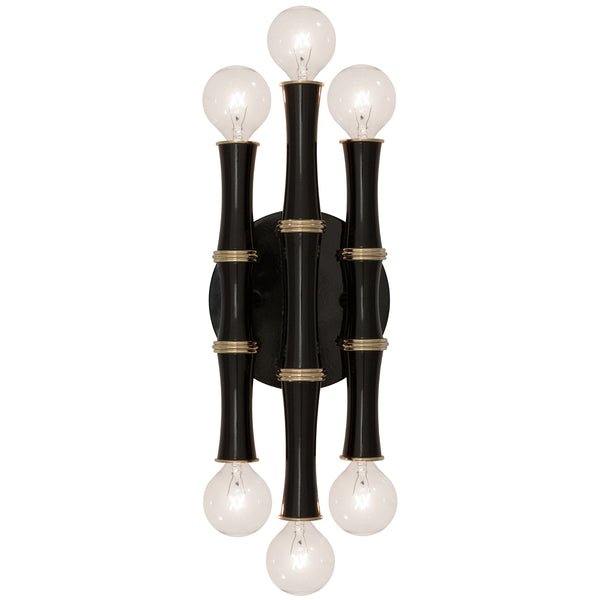 Kane Modern Wall Sconce - Obsidian Black & Brass