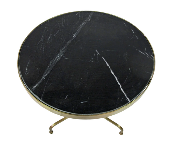 Boulangerie 27.5" Round Stone & Brass Bistro Table - Matthew Izzo Collection