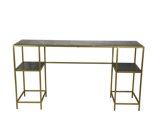 Brighton Black Marble & Antique Brass Console Table - Matthew Izzo Collection