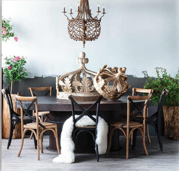 Crossroads Wood & Iron Caned Chair - Matthew Izzo Collection