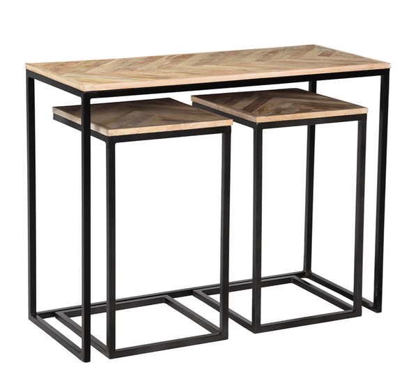 Chevron Console & Side Tables Set (3 Pieces) - Matthew Izzo Collection