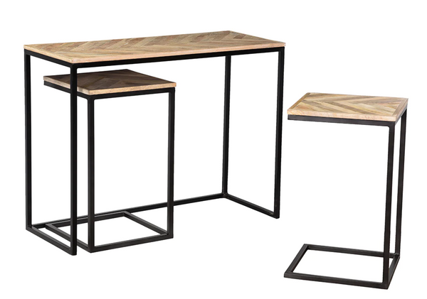 Chevron Console & Side Tables Set (3 Pieces) - Matthew Izzo Collection