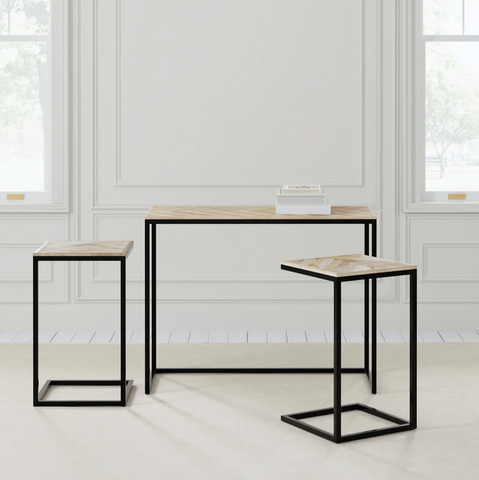 Chevron Console Table & Side Tables Set - Matthew Izzo Collection - Matthew Izzo Home
