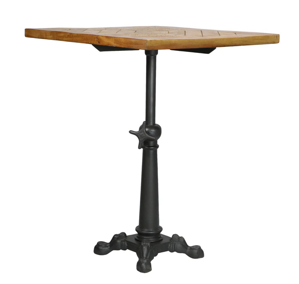 Voltaire 24" Parquet Wood & Iron Café Table - Matthew Izzo Collection