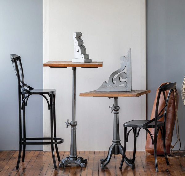 Voltaire 24" Parquet Wood & Iron Café Table - Matthew Izzo Collection