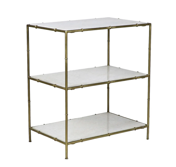Faux Bamboo Brass & Marble Shelf - Matthew Izzo Collection