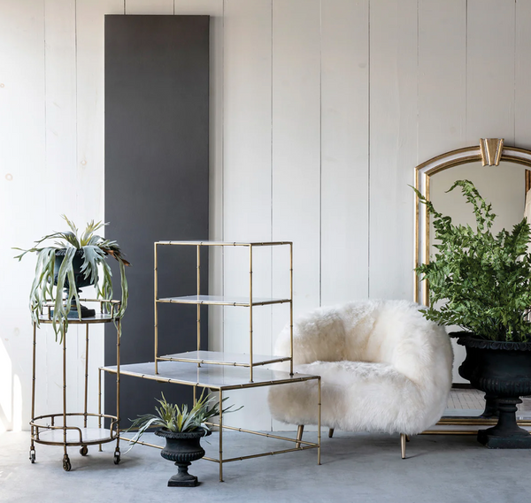 Faux Bamboo Brass & Marble Bar Cart - Matthew Izzo Collection