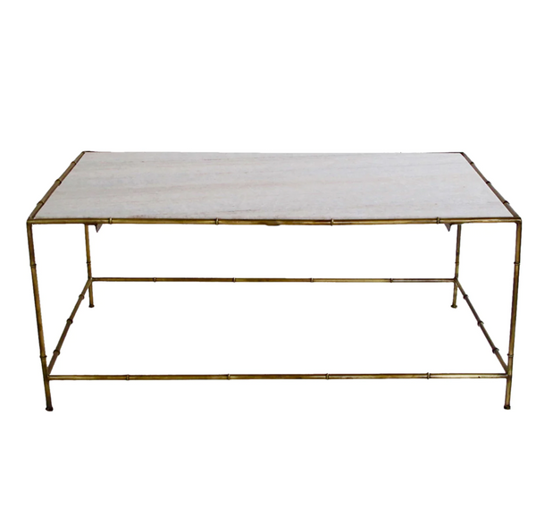 Faux Bamboo Brass & Marble Coffee Table - Matthew Izzo Collection