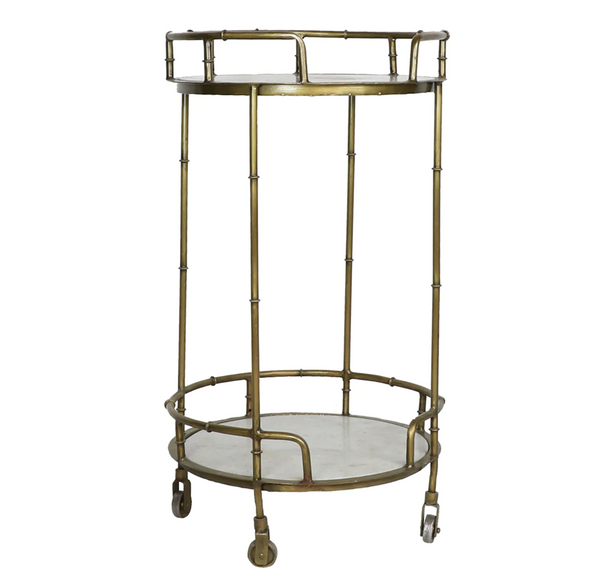 Faux Bamboo Brass & Marble Bar Cart - Matthew Izzo Collection