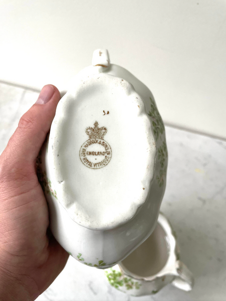 Vintage Royal Vitreous Saucière and Creamer by John Maddock & Sons - Pair